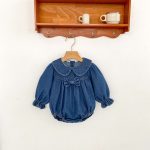 【66-90cm】ロンパース ベビー デニム 蝶結び付き - 画像 (8)