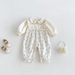 【66-90cm】ロンパース ベビー レイヤード フラワー柄 - 画像 (2)