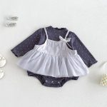 【66-90cm】キャミワンピース＆ドットロンパース レース 蝶結び