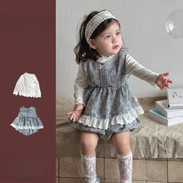 【73-100cm】セットアップ ベビー 小花柄 レース