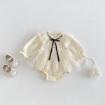 【66-90cm】ロンパース ベビー レース リボン