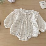 【66-90cm】ロンパース ベビー スイート 花柄レース