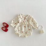 【66-90cm】ロンパース ベビー イチゴ柄 可愛い