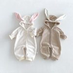 【66-90cm】ロンパース ベビー もこもこ ウサギ