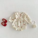 【66-90cm】ロンパース ベビー いちご プリント