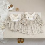 【66-130cm】ロンパースorワンピース 女の子 姉妹服 フランス風 フラワー