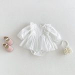 【66-90cm】ロンパース ベビー フリル メッシュ