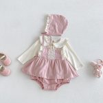 【66-90cm】ロンパース&丸襟トップス ベビー フリル スウィート