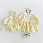 【66-130cm】ロンパースorワンピース 女の子 姉妹服 レース おしゃれ