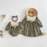 【66-130cm】ロンパースorワンピース 女の子 姉妹服 チューリップ