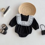 【66-90cm】ロンパース ベビー レース フリル