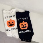 【66-90cm】ロンパース ベビー ハロウィン かぼちゃロゴ - 画像 (8)