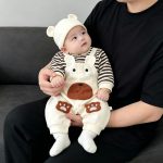 【66-90cm】ロンパース ベビー レイヤード クマ長袖 - 画像 (4)