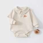 【66-90cm】ロンパース ベビー ワッフルワン プリント - 画像 (4)
