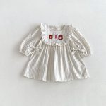 【73-110cm】ワンピース 女の子 ストライプ クマ柄 - 画像 (3)