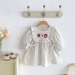 【73-110cm】ワンピース 女の子 ストライプ クマ柄 - 画像 (5)