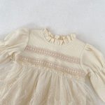 【66-90cm】ロンパース ベビー ワッフル レースフリル - 画像 (8)