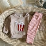 【66-100cm】セットアップ ベビー 刺繍 ボーダー トレーナー レギンス - 画像 (4)