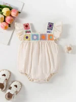 【66-90cm】ロンパース ベビー フリル 刺繍 - 画像 (6)