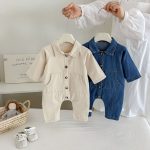 【66-90cm】オールインワン ベビー デニム 無地 - 画像 (8)
