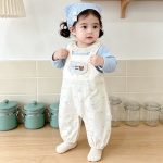 【73-100cm】サロペットorシャツ ベビー 可愛い ベージュ - 画像 (2)