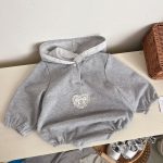 【66-90cm】ロンパース ベビー レース フード付き スウェット風 - 画像 (4)