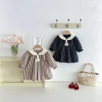 【73-110cm】ワンピース ベビー ネクタイ ストライプ - 画像 (4)