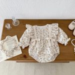 【66-100cm】長袖ロンパース ベビー 花柄 シンプル - 画像 (7)