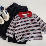 【90-130cm】長袖Tシャツ 男の子 ボーダー柄 ポロシャツ - 画像 (12)