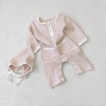 【66-90cm】ロンパース&帽子 細ボーダー 2つボタン ポケット付き 新生児 ベビー - 画像 (19)