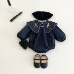 【66-90cm】ロンパース ベビー 馬刺繡 折り襟 - 画像 (3)