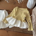 【73-100cm】トップス 女の子 韓国風 リブフレア - 画像 (5)