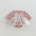 【66-90cm】ロンパース ベビー レイヤード レース - 画像 (4)
