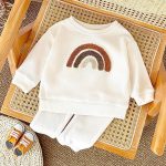 【73-100cm】セットアップ ベビー 字母刺繍 長袖トレーナー - 画像 (7)