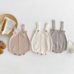 【66-100cm】サロペットパンツ ベビー ニット 無地