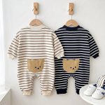 【66-90cm】ロンパース ベビー クマ柄 ボーダー - 画像 (4)