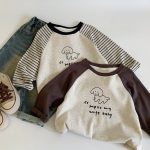 【90-140cm】長袖Tシャツ キッズ ボーダー柄 男女兼用