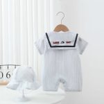 【66-90cm】ロンパース ベビー ストライプ セーラー - 画像 (8)
