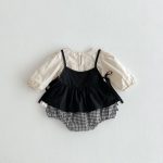 【66-120cm】ロンパースorワンピース ベビー キャミ格子柄 - 画像 (4)