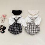 【66-90cm】サロペット ベビー チェック カジュアル - 画像 (3)
