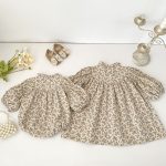 【66-130cm】ロンパースorワンピース ベビー フラワー パフスリーブ - 画像 (3)