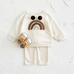 【73-100cm】セットアップ ベビー 字母刺繍 長袖トレーナー - 画像 (5)