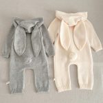 【66-100cm】ロンパース ベビー くま耳フード付き シンプル - 画像 (6)