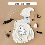 【66-90cm】ロンパース ベビー ハロウィン ゴースト プリント