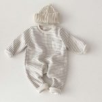 【66-90cm】ロンパース ベビー ボーダー柄 ポケット付き - 画像 (9)
