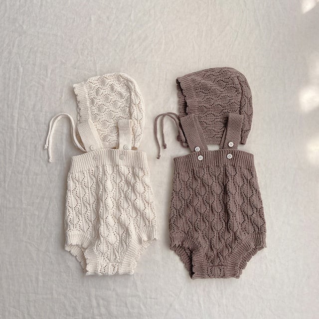 d74261f6694b8300a34dbc4da711fc27.jpg 【66-90cm】ニットサロペットセット ベビー かぎ編み - 画像 (1)
