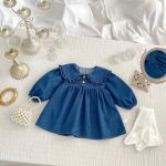 【80-120cm】ワンピース 女の子 デニム フリル - 画像 (2)