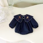 【66-90cm】ロンパース ベビー 馬刺繡 折り襟 - 画像 (5)