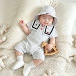 【66-90cm】ロンパース ベビー ストライプ セーラー - 画像 (4)