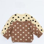 【80-140cm】長袖Tシャツ キッズ ドット柄 クルーネック - 画像 (6)